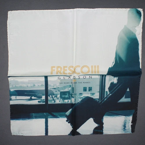 NEW Gladson Mens Silk Pocket Square 12.5” Fresco Airport Travel Print Italy