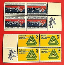 Scott # 1306 & 1314 - Set of Two Zip Code Blocks of 4 (5 Cent) Stamps - OG - MNH