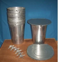 6 Aluminum Sap Buckets +6 GRIMM Lids COVERS + 6 TAPS Spiles Spouts MAPLE SYRUP