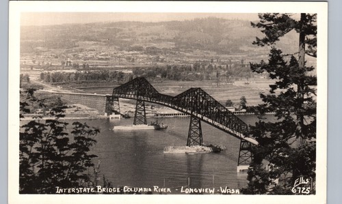 INTERSTATE BRIDGE Longview Wa Echtfoto Postkarte rppc columbia river