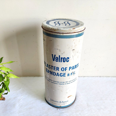 Vintage Johnson & Johnson Velroc Pop Bandage Werbe Dose Verpackung Rund Alt T441