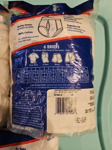 VTG 2002 NOS Boys sz 10 Fruit Of The Loom Double Stripe Briefs 18 pair - Picture 3 of 4