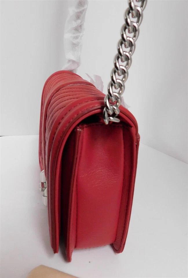 Nuevo Bolso Bandolera Rebecca Minkoff Love Acolchado Pimentón Rojo Cadena Cuero Foto 3 de 4