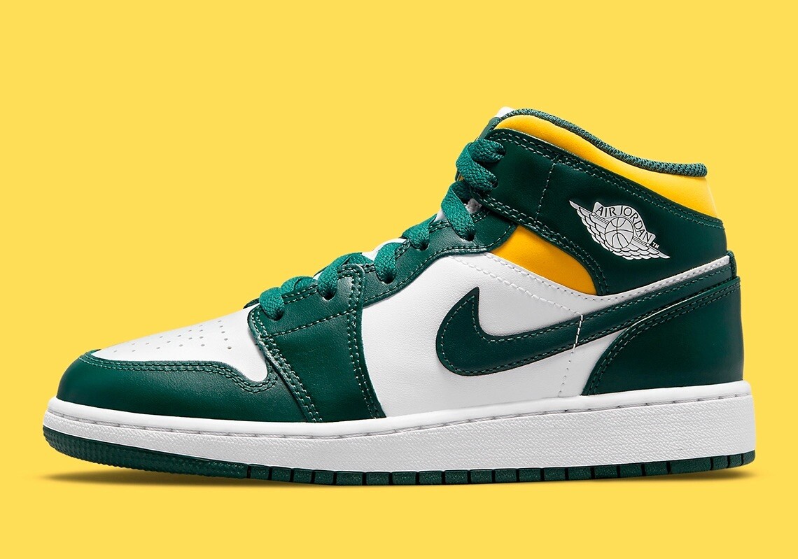 Nike Air Jordan 1 Mid GS Noble Green Pollen White 554725-371 Men 14 | eBay