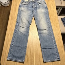 Hollister Mens Blue Jeans Authentic Denim 34x32 Button Fly Straight