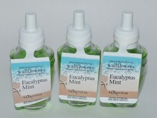 3 BATH BODY WORKS EUCALYPTUS MINT WALLFLOWER FRAGRANCE REFILL BULB PLUG IN SCENT