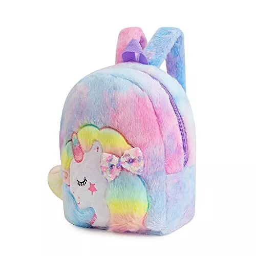 Mini Mochila Escolar Kinder Unicornio De Peluche Para Niños Niñas 2 3 4 5 6  Años