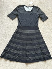 NWT NEW Calvin Klein elegant sweater dress black white M MEDIUM short sleeve