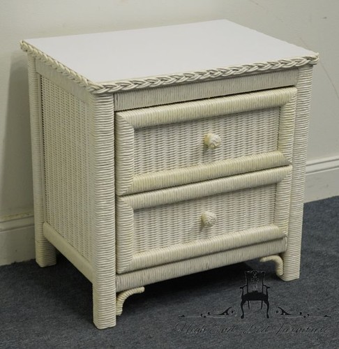 HENRY LINK White Wicker 24" Two Drawer Nightstand 299-621 - Picture 2 of 10