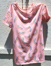 Cat  Jack Girl's Short Sleeve Pink Nightgown With Rainbows Size Small 6/7 NWT