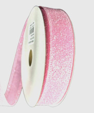 Easter Pink 7/8" by 2 yds Glistening Glittered Wired Ribbon Sparkle Valentine