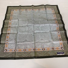 Carlo Di Gregorio Handkerchief Green Cotton Paisley Pocket Square Italy LUXURY