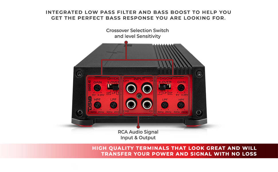 DS18 8400 Watt 4-Channel Full Range Class-D Car Audio Stereo