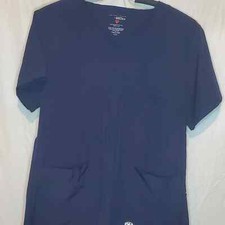Womens New York Laundry Navy Blue V-Neck Scrub 2 Pockets Uniform Top Size XL