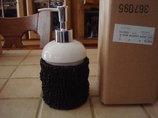 Distributeur de savon liquide porcelaine blanche avec support tressé-BECQUET- 