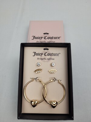 JUICY COUTURE - HERZ - KRONE - OHRRINGE SET - GOLD - GLITZER - NEUWARE