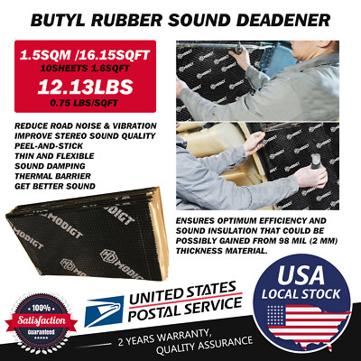 10X Butyl Car Van Vibration Proofing Audio Panel Sound Deadening Damping 1.5SQM