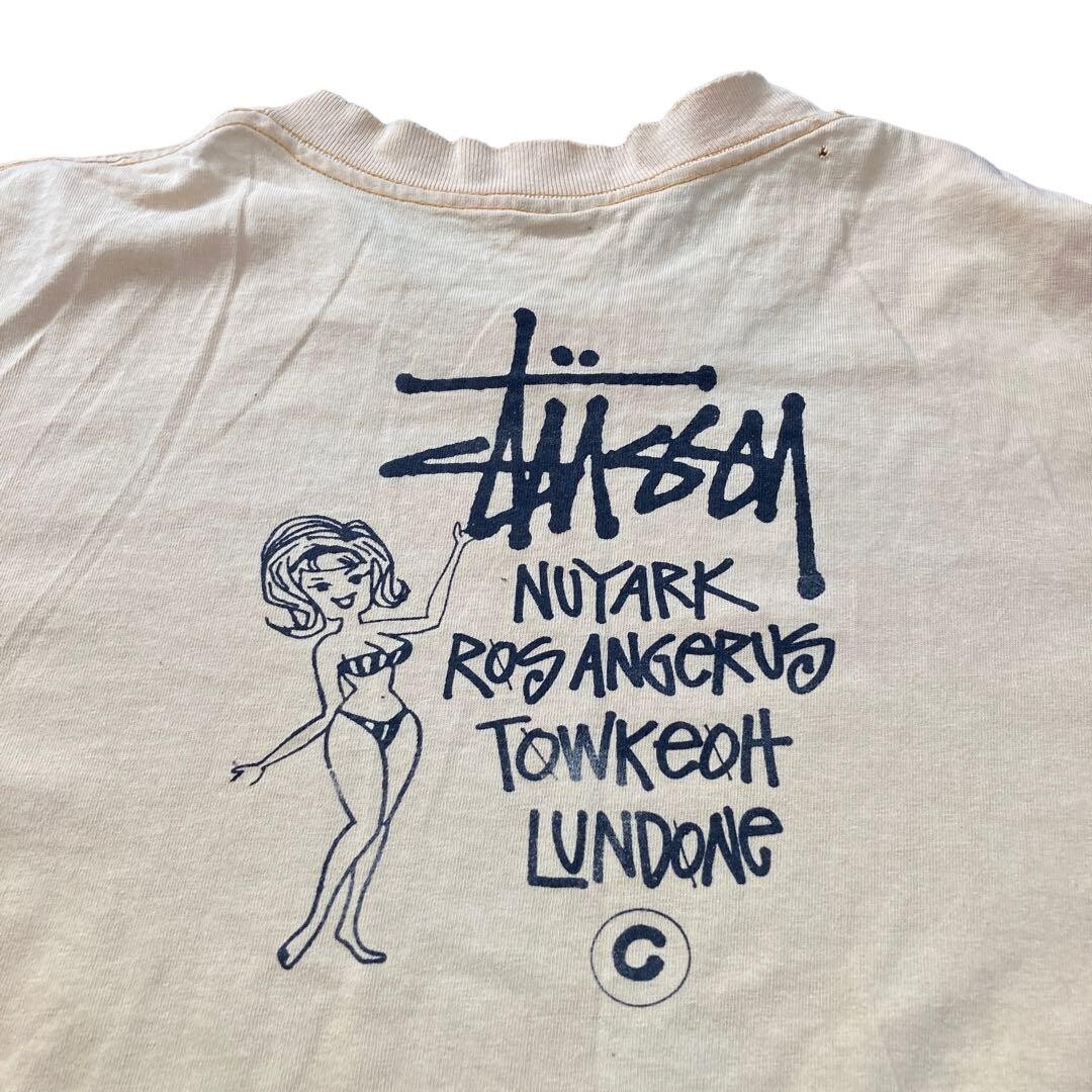 VINTAGE OLD STUSSY T-SHIRT size L Black Tag 80's, Made in USA from