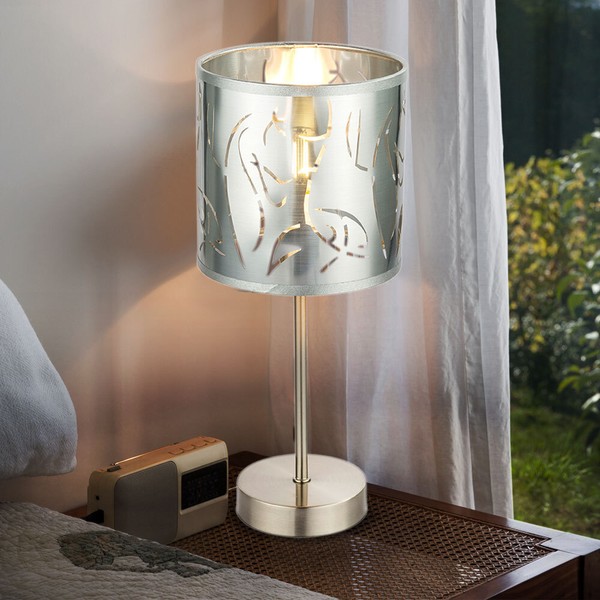 Tischleuchte Tischlampe Schreibtischlampe Beistellleuchte Nickel Matt Silber Led-image