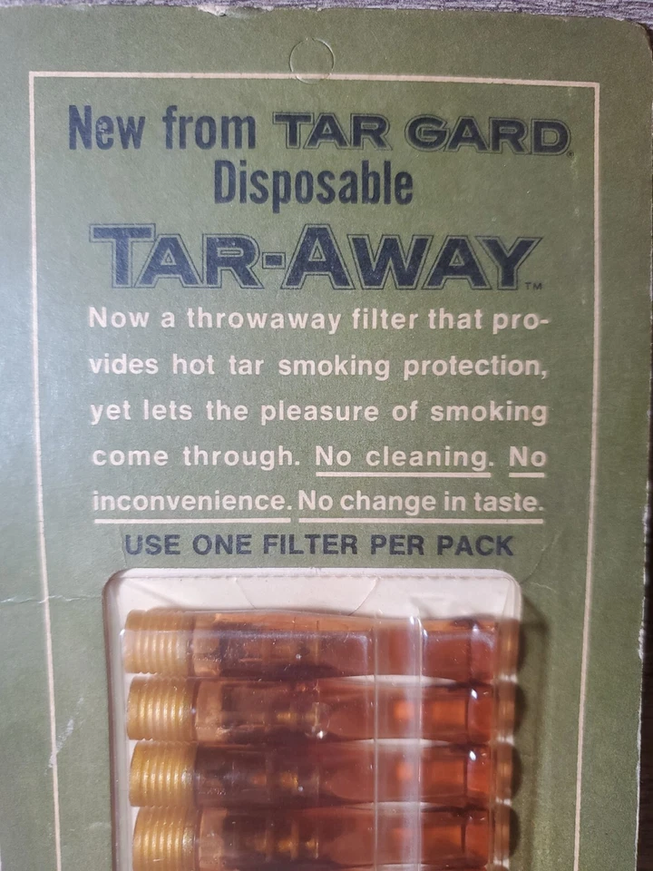 Paquete de 7 filtros de alquitrán desechables Tar Gard de colección nuevo stock antiguo RARO Foto 2 de 4
