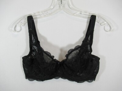 Felina Paramour Peridot Unlined Lace Bra 32DD Black Underwire 115073