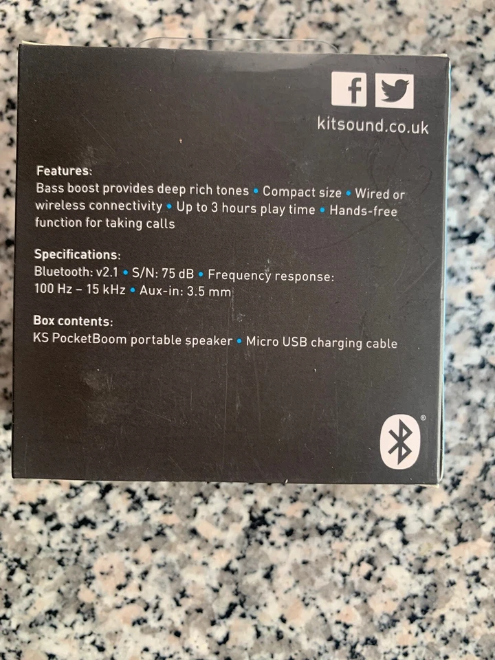 Mini Altavoz MP3 Portátil Bluetooth Inalámbrico KITSOUND Pocketboom Genuino Foto 3 de 4