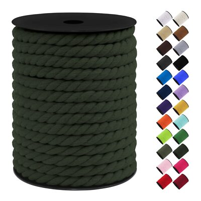 Cotton Macrame Cord 10mm x 75ft Thick Macrame Rope Yarn 3 Strand Twisted Cott...
