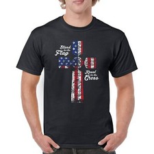 Stand for the Flag Kneel for the Cross T-shirt Patriotic Military Men's Tee
