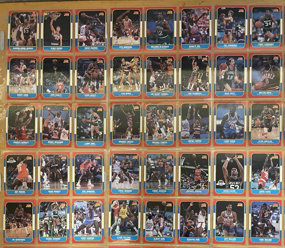Conjunto completo de basquete Fleer 1986-87 exceto Jordan quase perfeito - Imagem 3 de 4