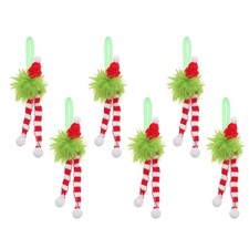 6 Pcs Christmas Tree Decorations Striped Scarf Ball Hanging Ornament