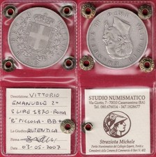 5 Lire 1870 R piccola SCUDO 2° tipo Regno Italia Vittorio Emanuele II 1861 -1878