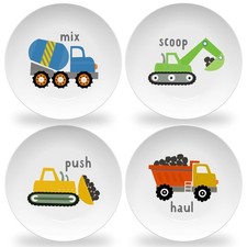 Tiny Expressions - Construction Plates for Toddlers - Set of 4 Melamine Plate...