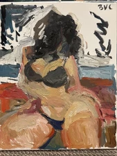 Seascape Figure Oil Painting 16”x20” Original Canvas