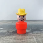 Vintage Fisher Price Little People Orange Body And Yellow Cowboy Hat Smiling