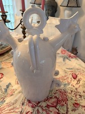 Ceramic Art Pottery Frantantoni Sicily Hand Made Chicken Italian Vase White