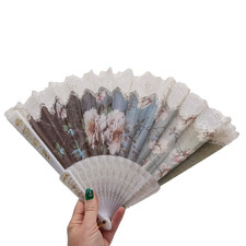 Vintage Spanish Style Floral Lace Folding Hand Fan Romantic Decor 12" x 9.5"