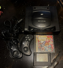 Sega Saturn Black Console MK-80000 w/ Controllers, 2 Game No AV, Power cable