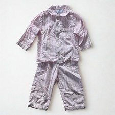 Petite Plume Pink Striped Twill Pajamas Set Girl  s Size 2