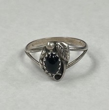Sterling Southwest Style Black Onyx Ring Size 6