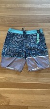O'Neill Hyperfreak Men's Board Shorts Blue Geometric Drawstring Pockets 32 NWT 