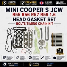 FOR MINI COOPER S JCW R55 R56 R57 R59 1.6 HEAD GASKET SET BOLTS TIMING CHAIN KIT