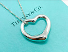 Tiffany & Co Elsa Peretti LARGE 27mm Open Heart Pendant 18"Necklace &Box Vintage — photo 4