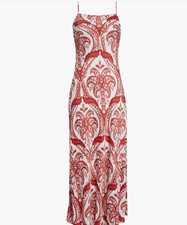 NEW, Farm Rio Tropical Cameo Slipdress in Red/white Size S #LD141