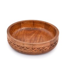 Mango Wood Decorative Round Carved Bowl Centerpiece Table 10x10x2.5 Inch