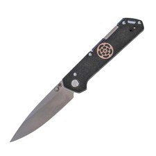 BRNLY Rebel Rose Grabado Boker Kihon Doble Pliegue Pulgar Stud - Negro SS - Corte Magna