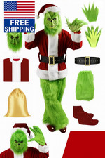 Christmas The Grinch Complete Costume Santa Claus Costume Adult SIZE: L- 2XL .