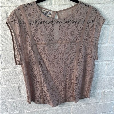 Baum Und Pferdgarten Pink Lace Cap Sleeve Blouse sz M