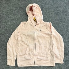 Polo Ralph Lauren Hoodie Girls Size L 12-14 Pink Full Zip Pony Logo Sweatshirt