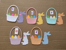 1 Cute Easter Bunny  Basket Of Eggs Cardstock die cuts scrapbook cards