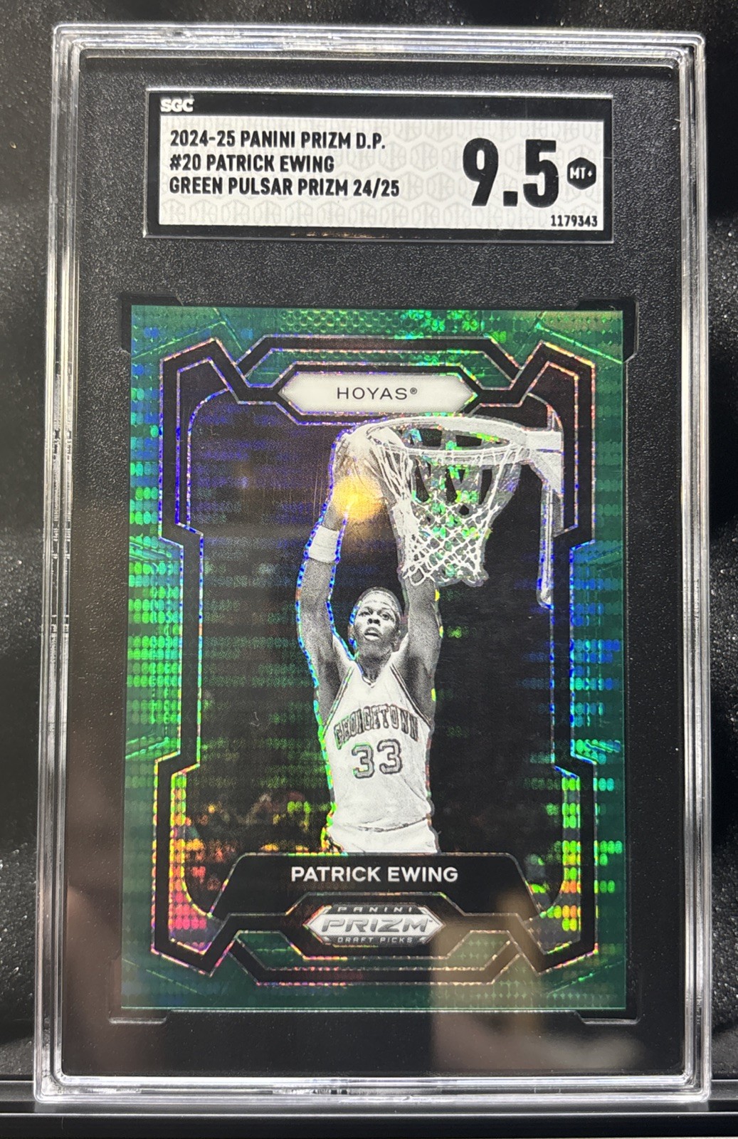 2024 Prizm Draft Picks Patrick Ewing Green Pulsar /25 #20 SGC 9.5